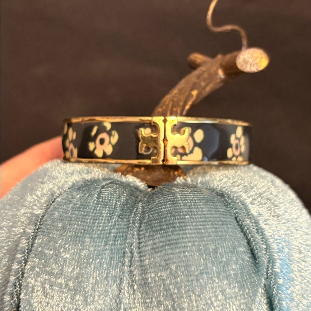 Tory Burch Black and Gold Enamel Bangle
